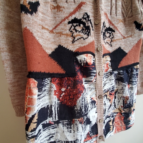 Vintage rare lightweight cardigan mixed with woven size 6 - Picture 5 of 7